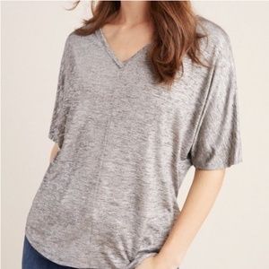 by Anthropologie Silver Metallic Dolman sleeve top size xs